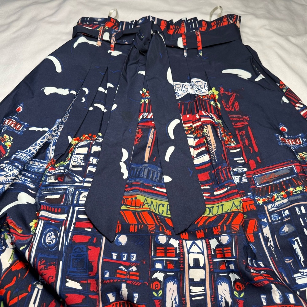 Her Destiny Women’s Paris French Print Navy Maxi Skirt size M Eiffel Tower